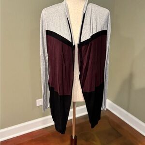 White House Black Market Gray and Burgundy Cardigan